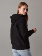 Sweat à capuche en coton éponge avec logo brodé - noir