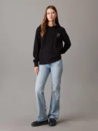 Sweat à capuche en coton éponge avec logo brodé - noir