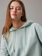 Sweat à capuche en coton éponge avec logo brodé - vert jade clair