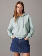 Sweat à capuche en coton éponge avec logo brodé - vert jade clair