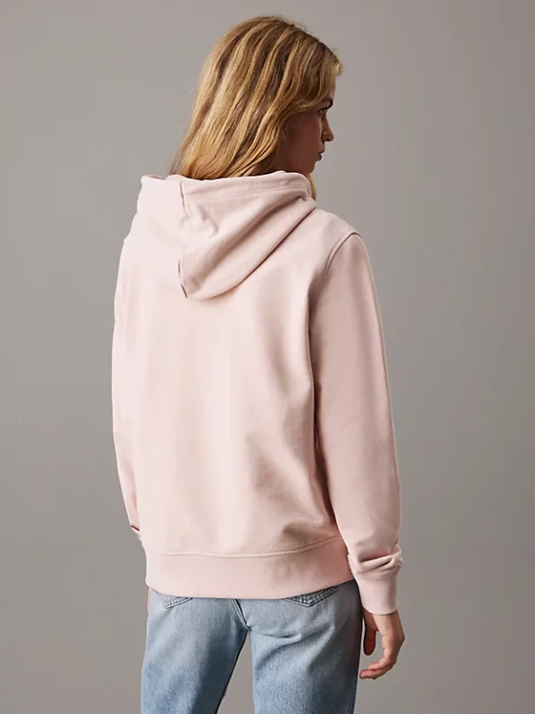 Sweat à capuche en coton éponge avec logo brodé - rose-orange clair