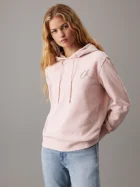 Sweat à capuche en coton éponge avec logo brodé - rose-orange clair