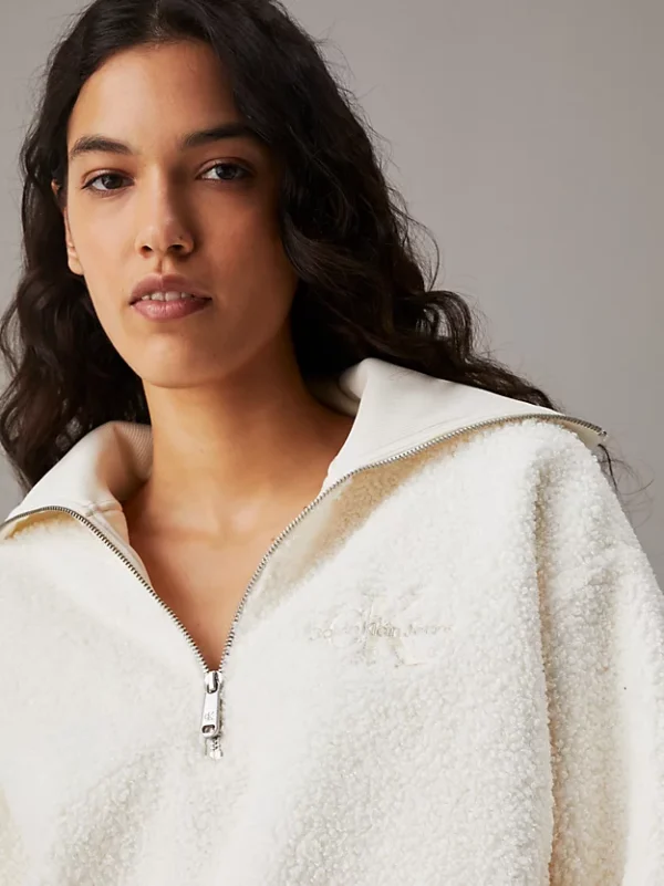 Sweat-shirt Douillet en Sherpa avec Demi-Zip – Idéal pour un Confort Chic