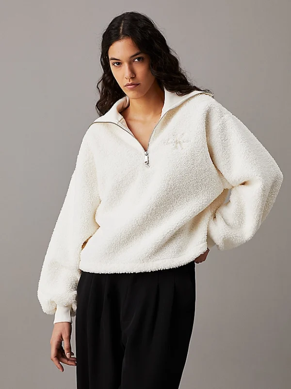 Sweat-shirt Douillet en Sherpa avec Demi-Zip – Idéal pour un Confort Chic